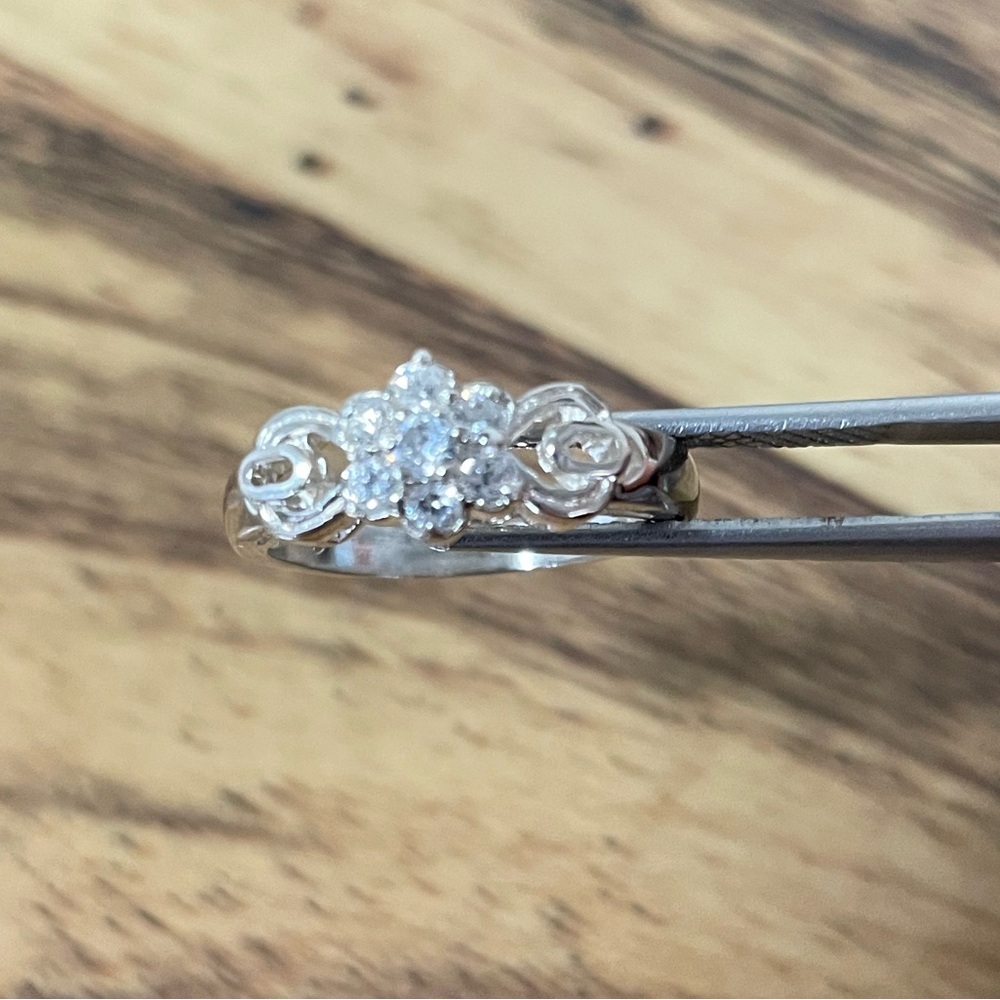 Sterling Silver Floral Cluster CZ Ring